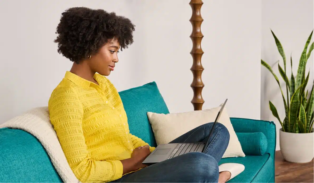 Female employee working from home