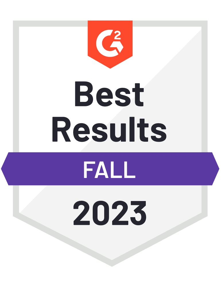 Udemy's G2 award for best results, Fall 2023