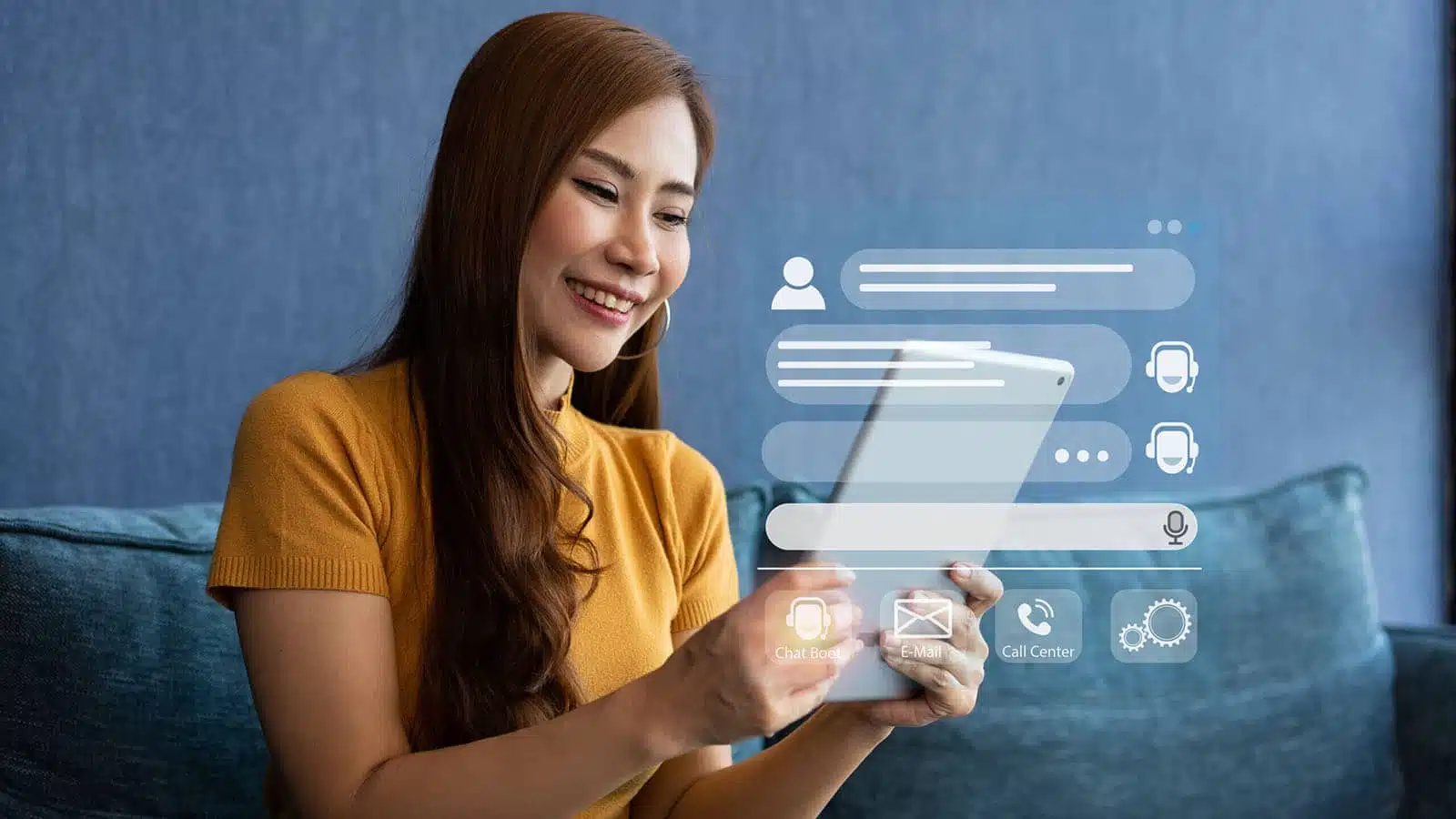 Woman looking at her iPad exploring online courses