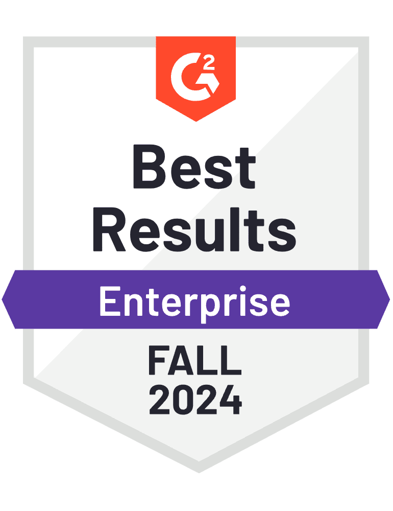 G2 badge awarded to Udemy Business for "Best Results Enterprise Fall 2024"