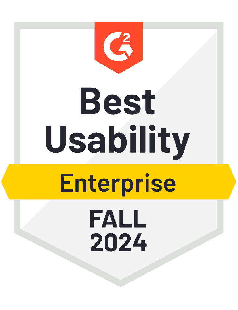 G2 badge awarded to Udemy Business for "Best Usability Enterprise Fall 2024"