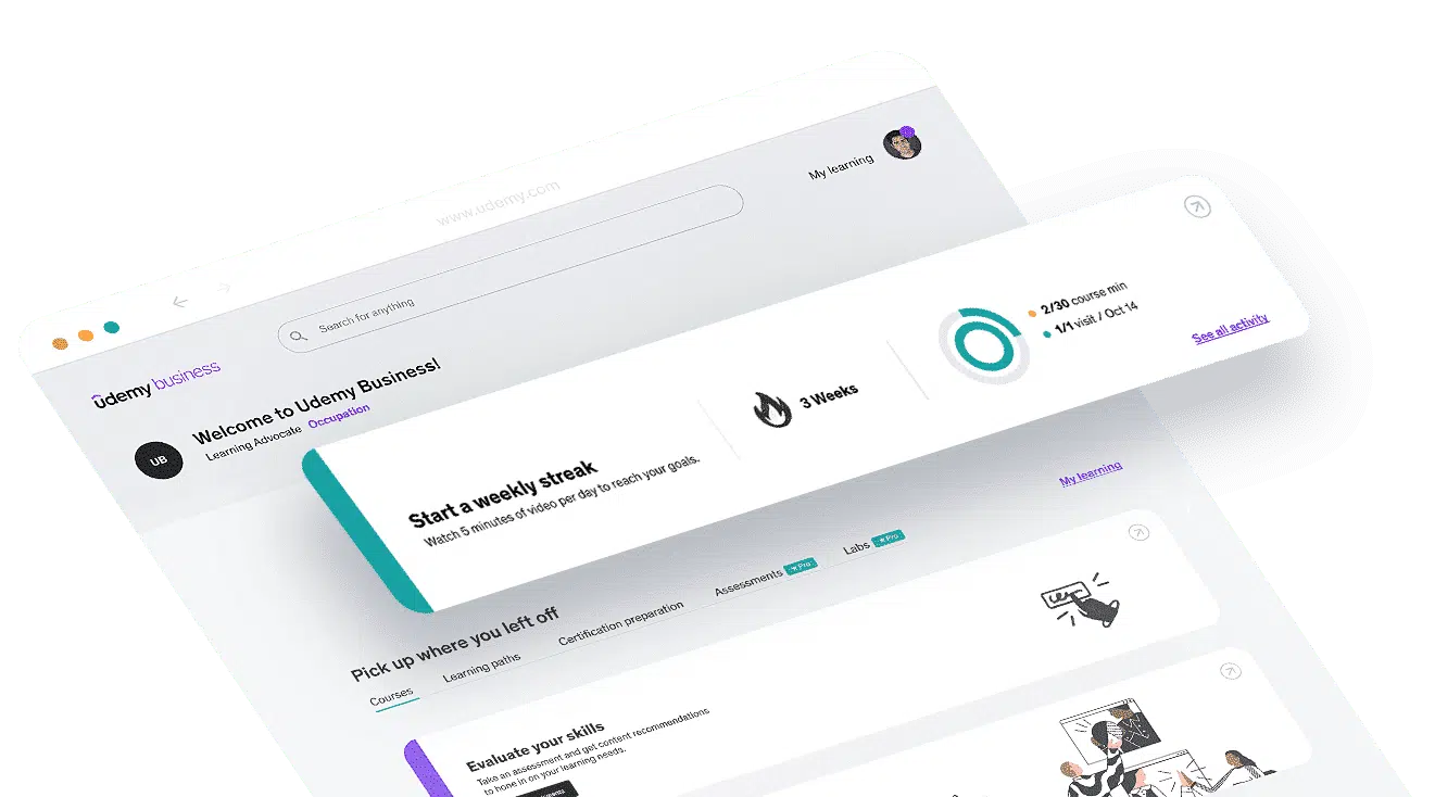 Udemy Business product tour screenshot
