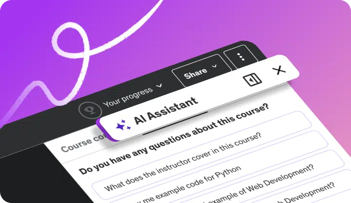 Screenshot of Udemy's AI Assistant feature