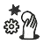 Hand reaching for shapes icon